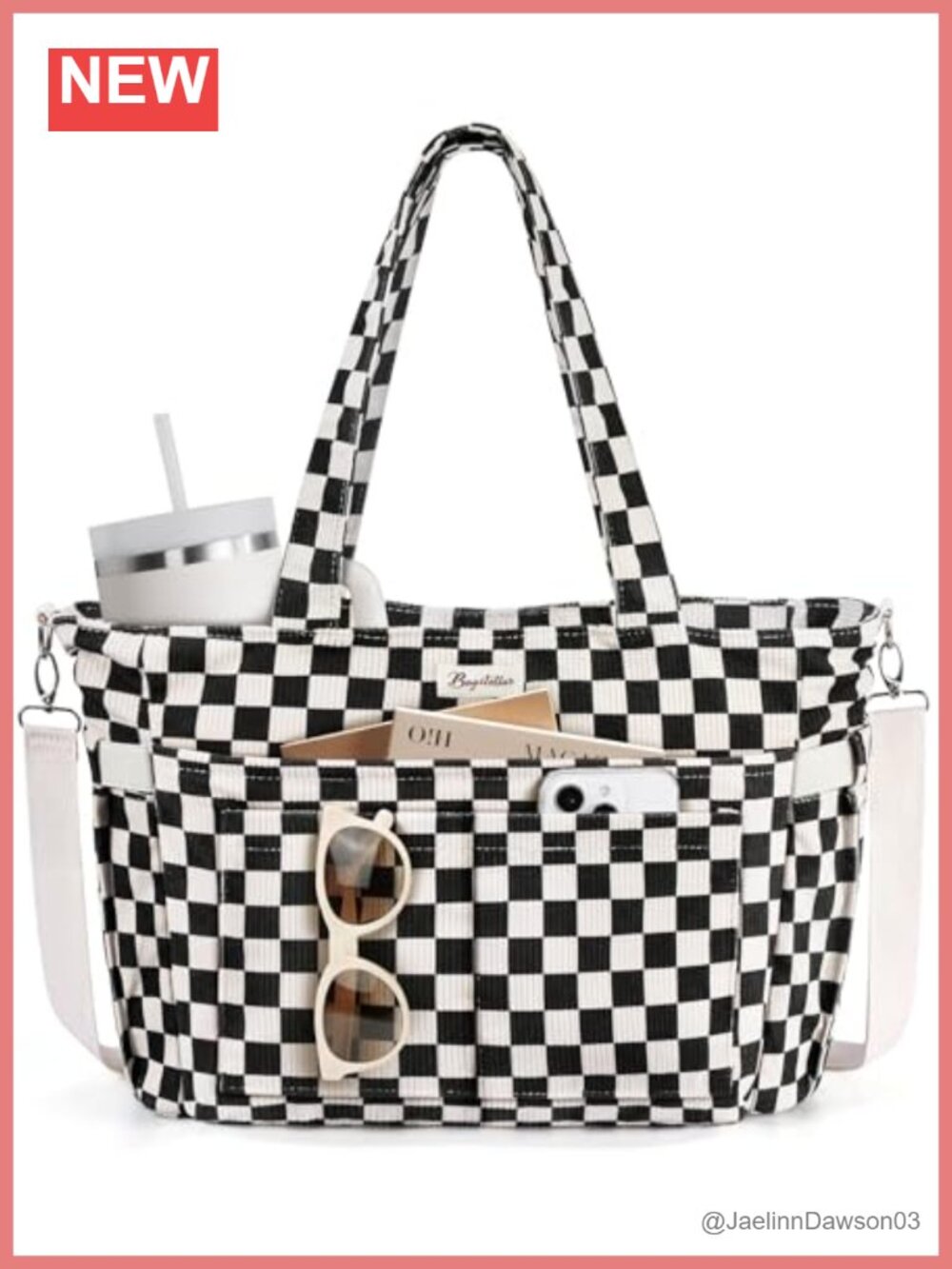 Corduroy Tote Bag for Women 17 Pockets Laptop Work Purse